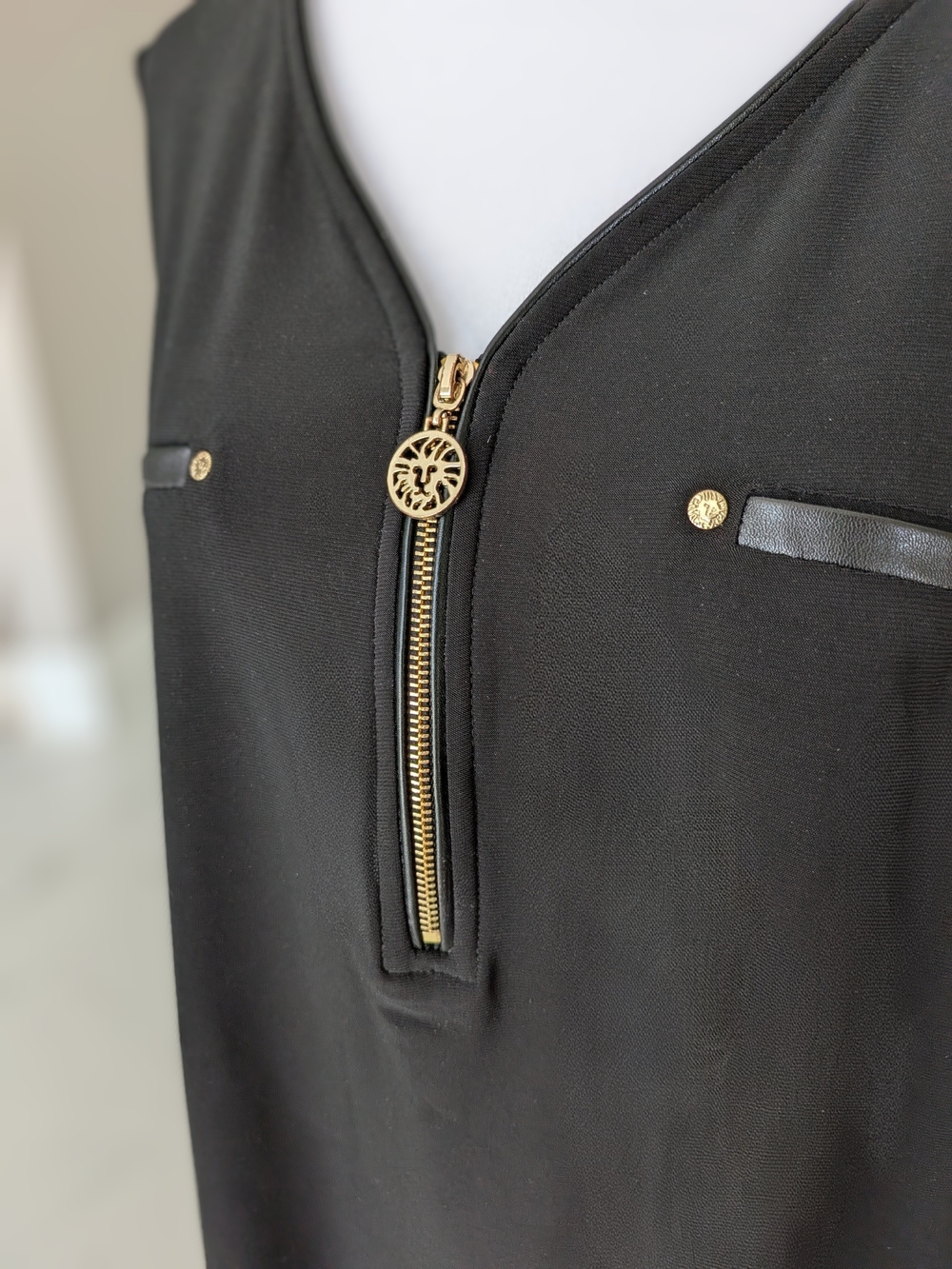 Anne Klein Black Sleeveless Top with Gold Hardware 1X